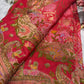 Red Banarasi Style Saree with Traditional Motifs & Zari Weaving