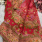 Red Banarasi Style Saree with Traditional Motifs & Zari Weaving