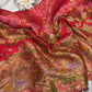 Red Banarasi Style Saree with Traditional Motifs & Zari Weaving