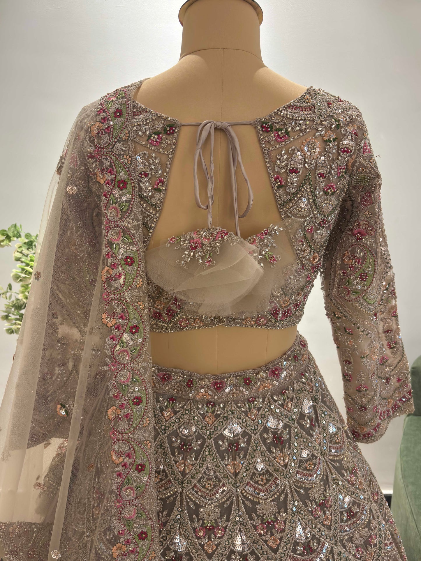 Designer Inspired Lehenga with Pearl, Sequins & Zari Work
