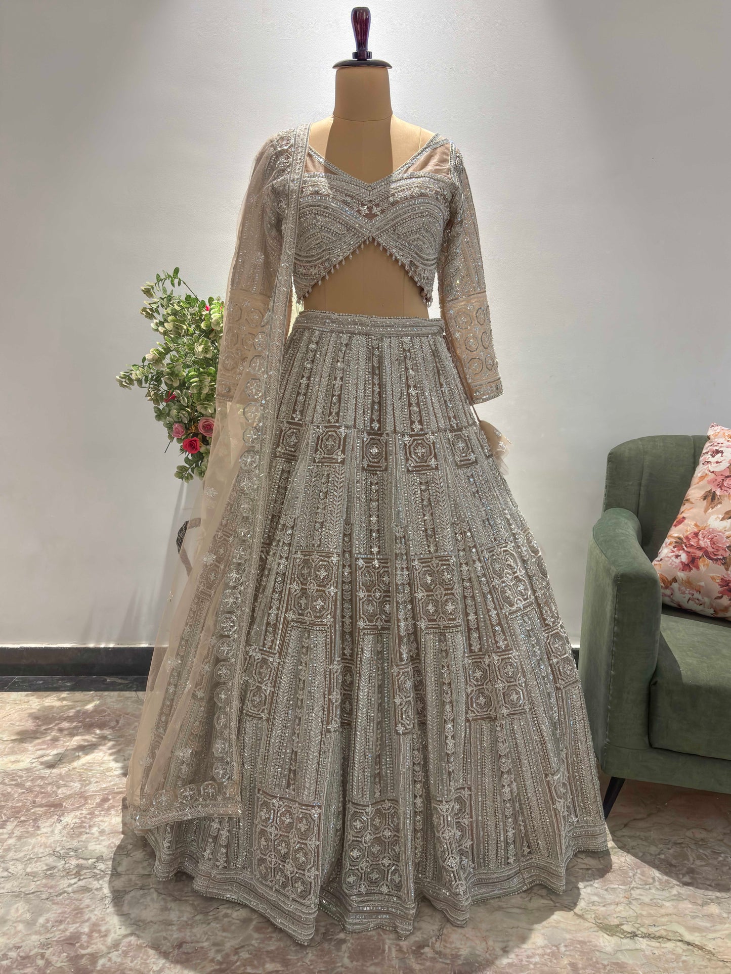 Pink Colour Lehenga with Pearl & Sequins Work