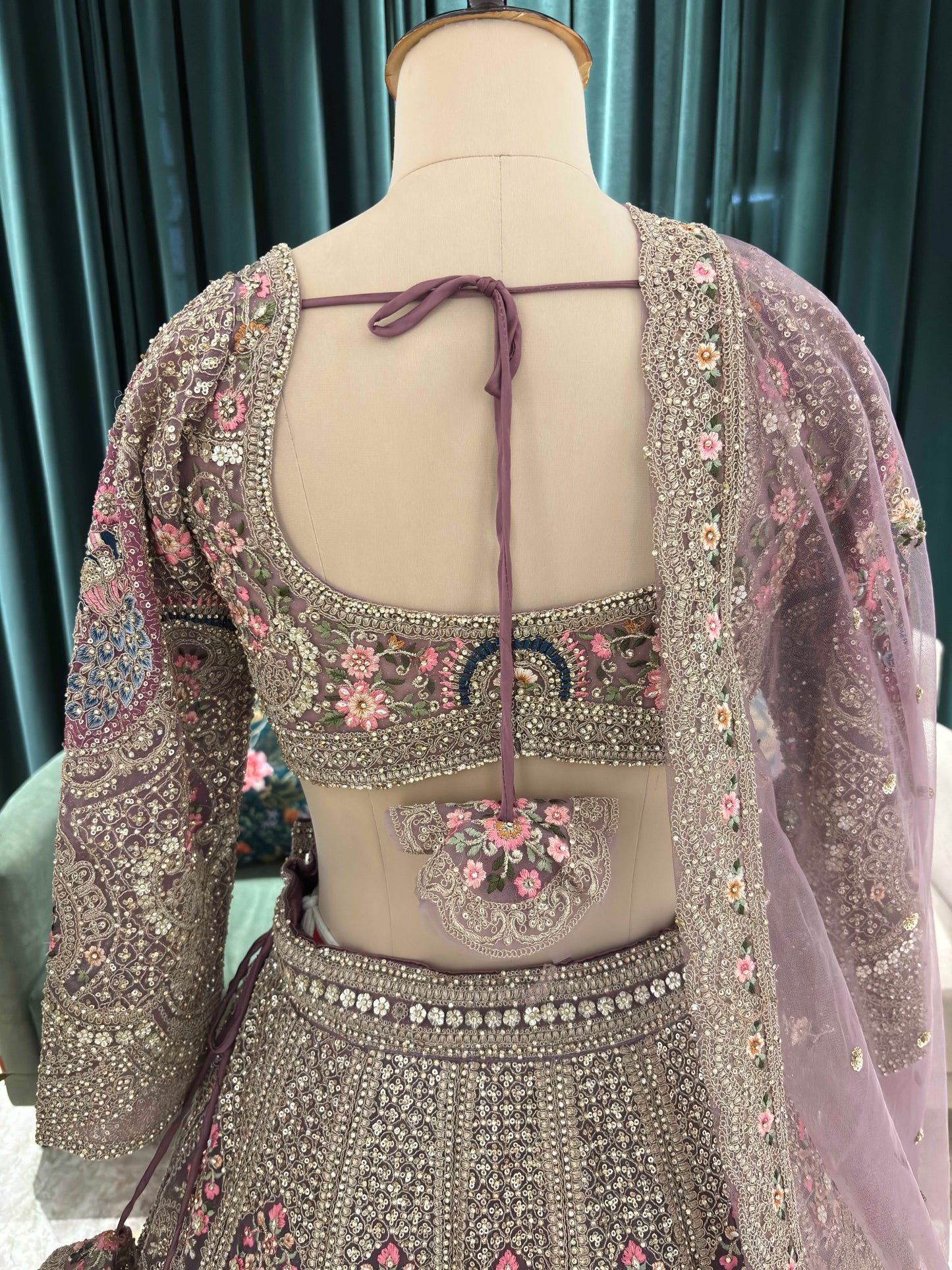 Regal Pink Embroidered Lehenga with Floral & Peacock Zari Work
