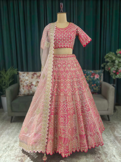 Rani Colour Designer Lehenga with Miror & American Diamond Work