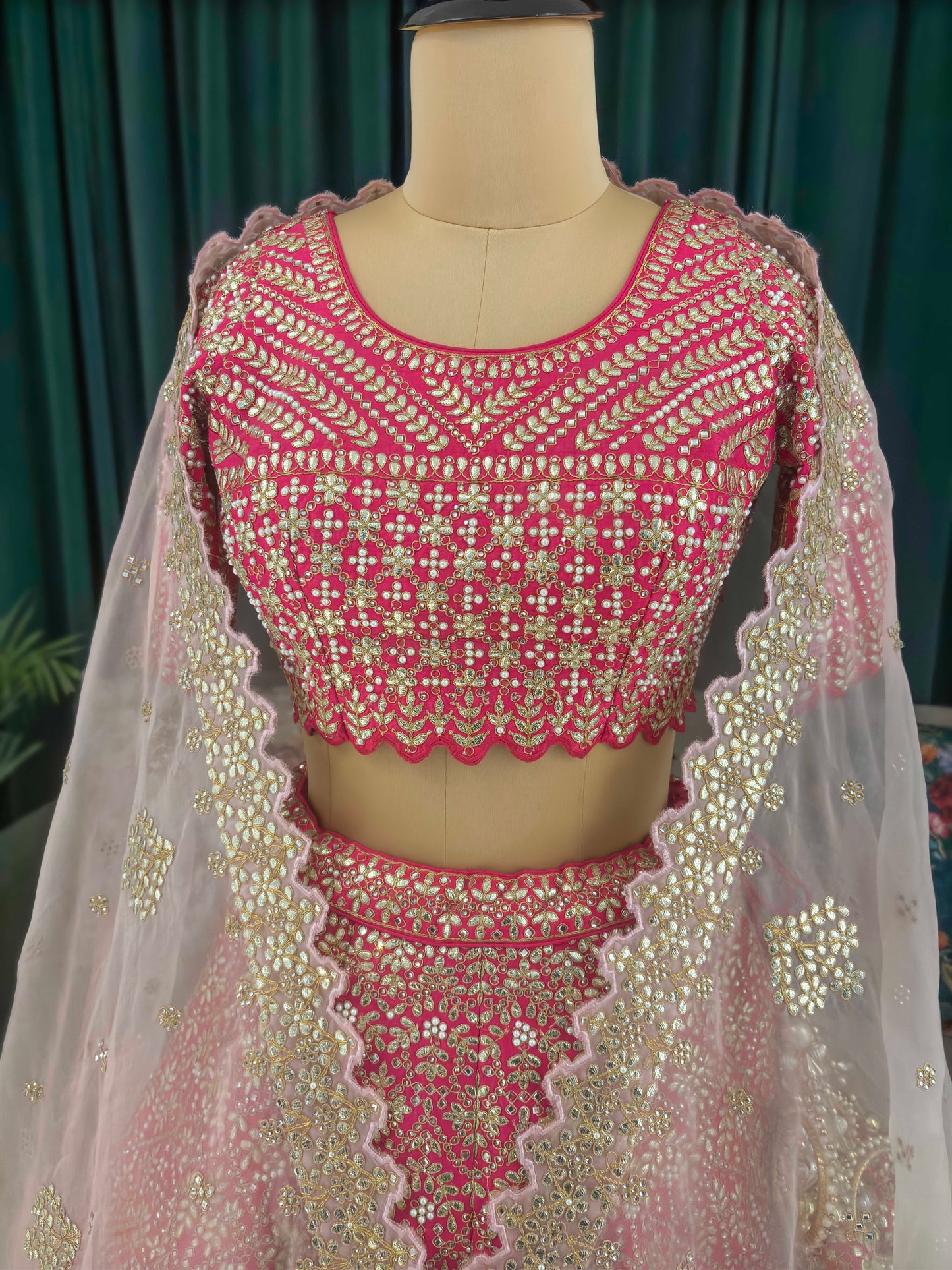 Rani Colour Designer Lehenga with Miror & American Diamond Work