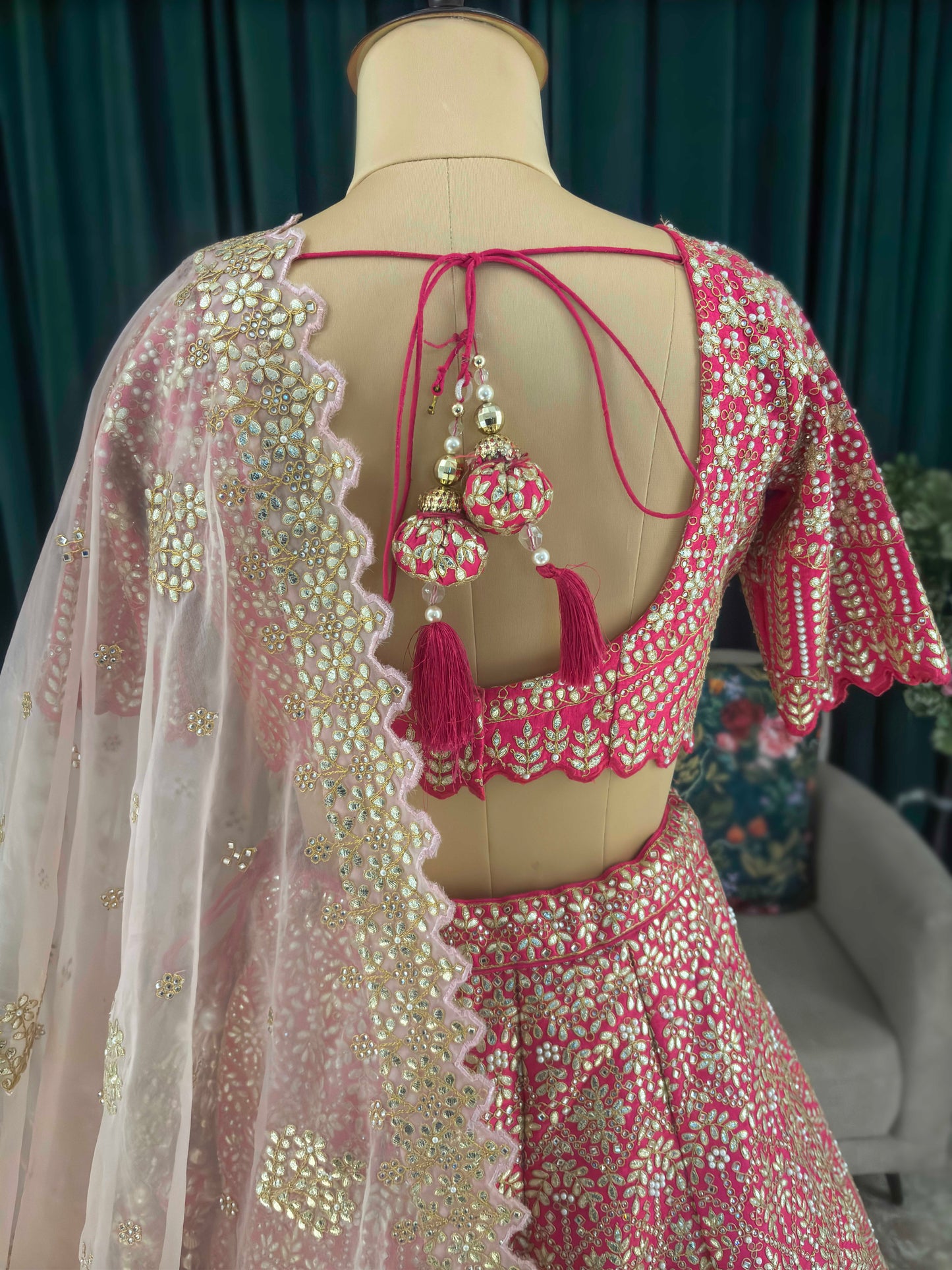 Rani Colour Designer Lehenga with Miror & American Diamond Work