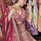 Wine Red Heavy Zari Embroidered Bridal Lehenga with Net Dupatta