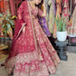 Wine Red Heavy Zari Embroidered Bridal Lehenga with Net Dupatta