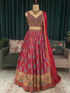 Floral Print Lehenga with Miror & Multi Resham Work Blouse