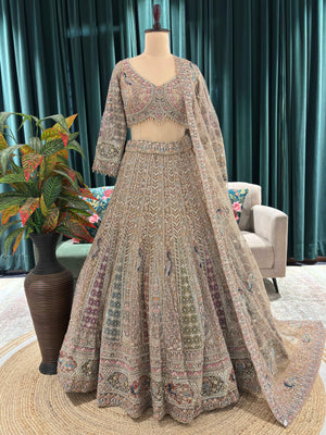 Opulent Golden Embroidered Lehenga with Sequins & Stone Work