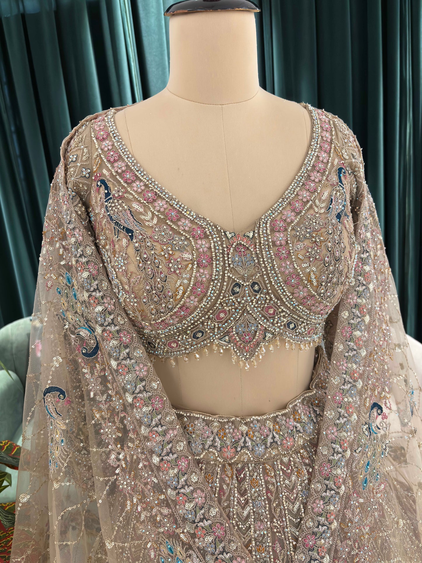 Opulent Golden Embroidered Lehenga with Sequins & Stone Work