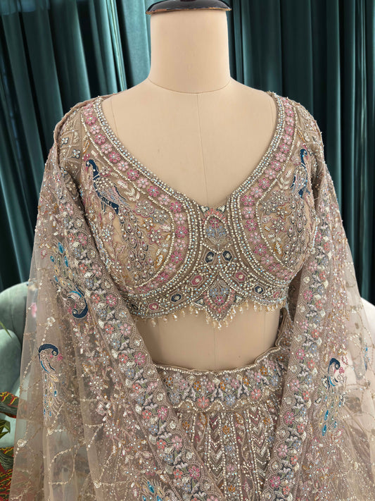 Opulent Golden Embroidered Lehenga with Sequins & Stone Work