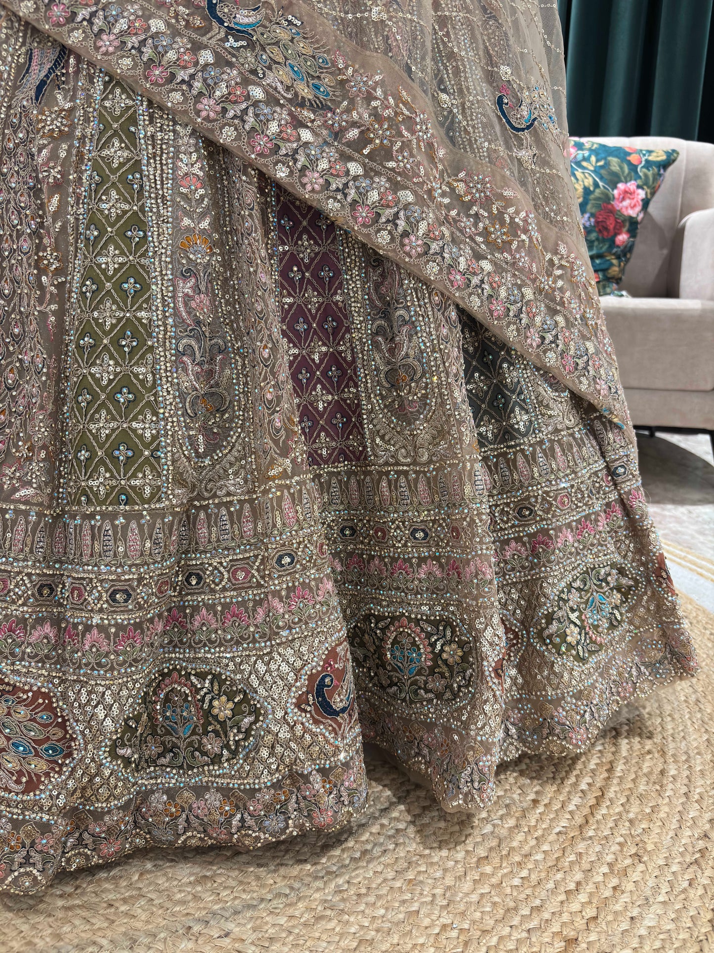 Opulent Golden Embroidered Lehenga with Sequins & Stone Work