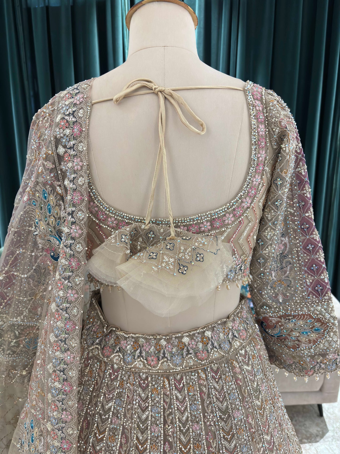 Opulent Golden Embroidered Lehenga with Sequins & Stone Work