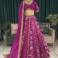 Purple Bandhani Print Embroidered Festive Lehenga Set