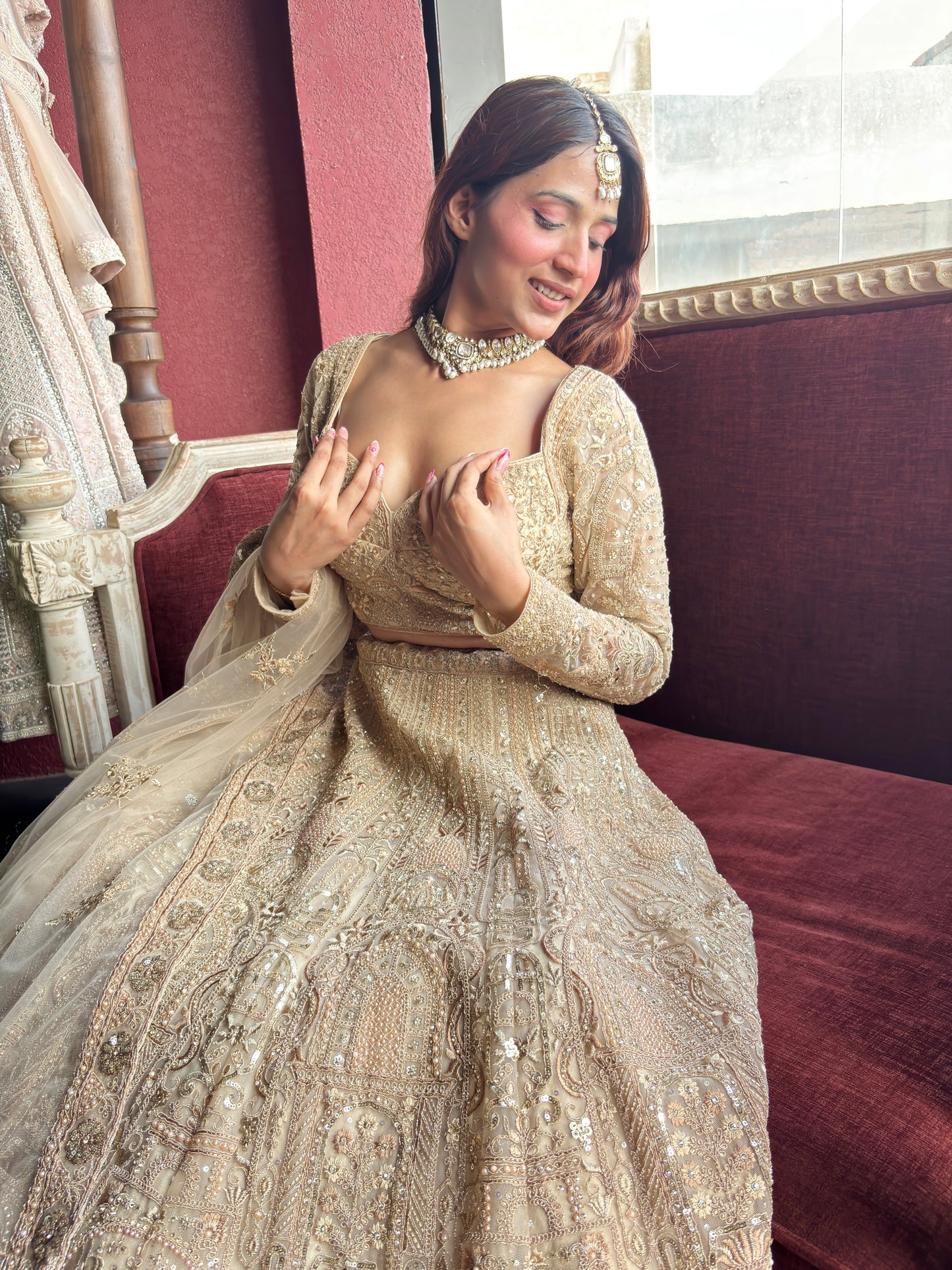 Golden Maharani Designer Lehenga With Grand Heritage Zari Work