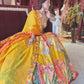 Multicolour Yellow Printed Designer Lehenga Set