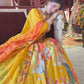 Multicolour Yellow Printed Designer Lehenga Set