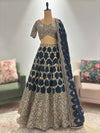 Navy Blue Heavy Embroidered Non Bridal Lehenga Set