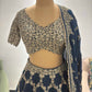 Navy Blue Heavy Embroidered Non Bridal Lehenga Set