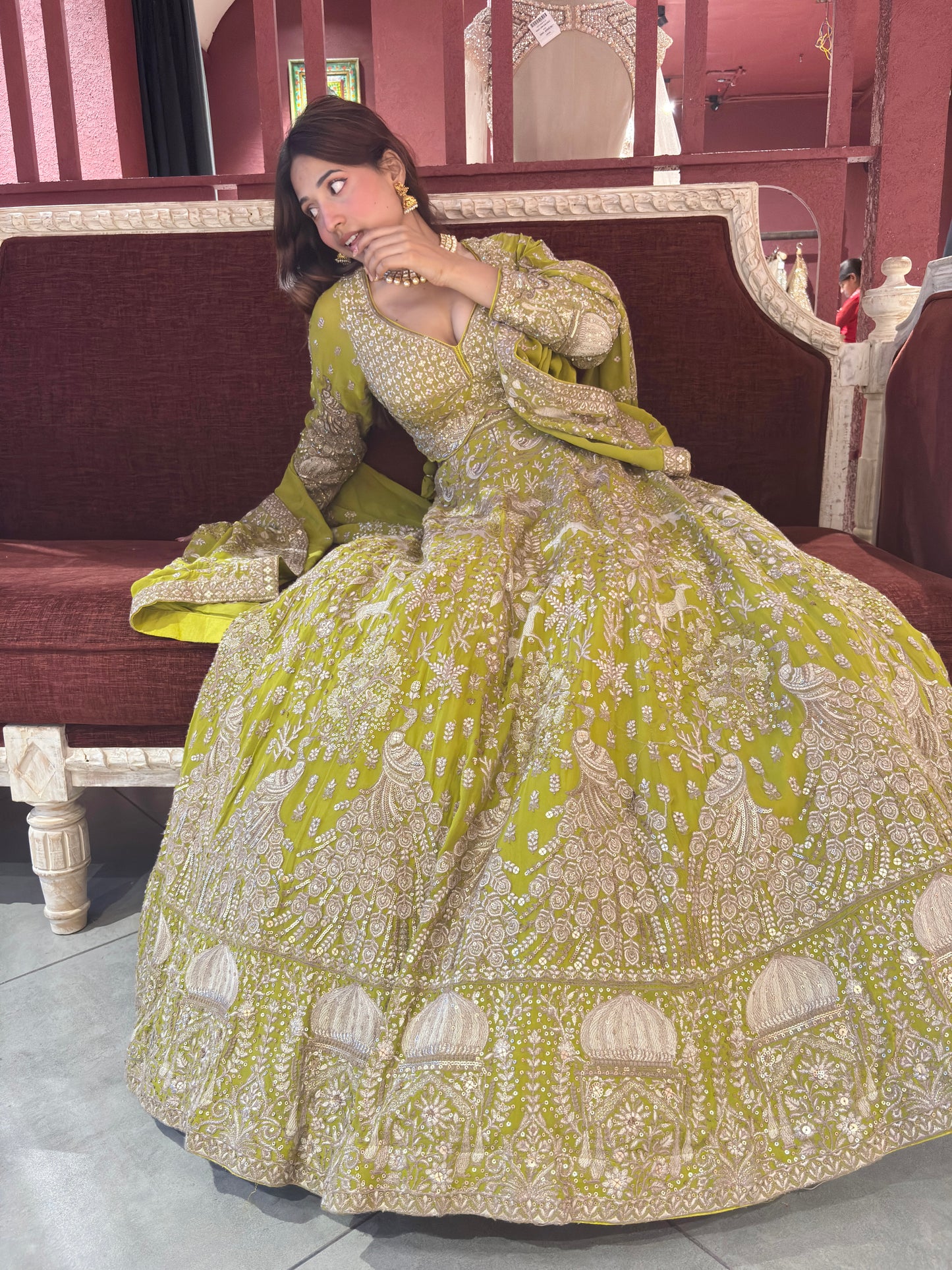 Perfect Zari & Sequins Lehenga with Deer Motifs and Dome Accents