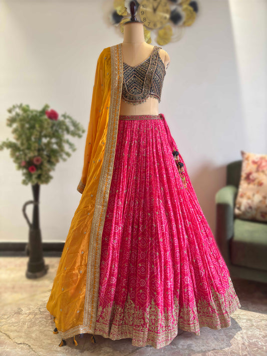 Georgette Designer Inspired Lehenga with Zari & Sequins Work