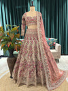Regal Rose Pink Bridal Lehenga with Handcrafted Zari & Sequins