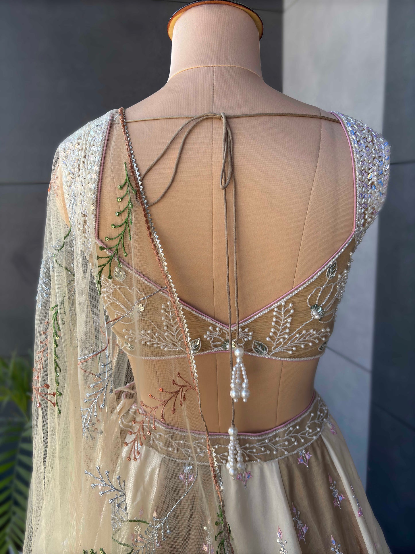 Ivory Embroidered Floral Designer Lehenga Set