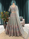 Ethereal Embroidered Lehenga with Sheer Dupatta & Floral Accents