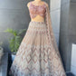 Blush Rose Gold Geometric Embroidered Designer Lehenga Set