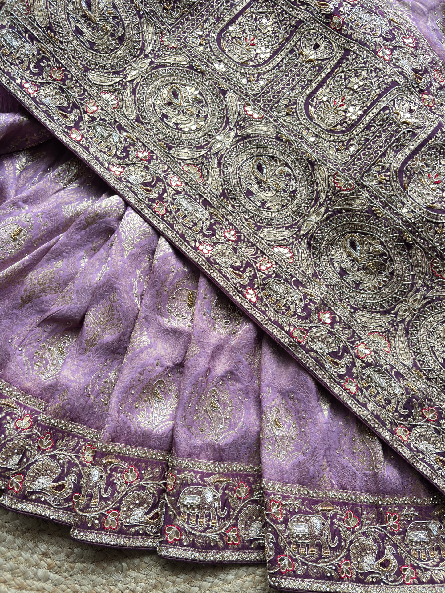 Banarasi Designer Saree with Elephant Motif and Embroidered Border