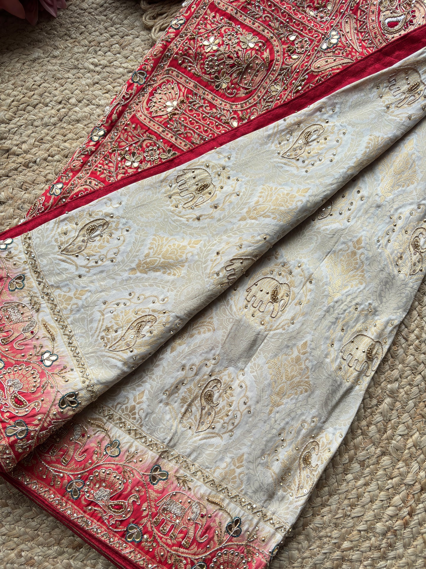 Banarasi Designer Saree with Elephant Motif and Embroidered Border