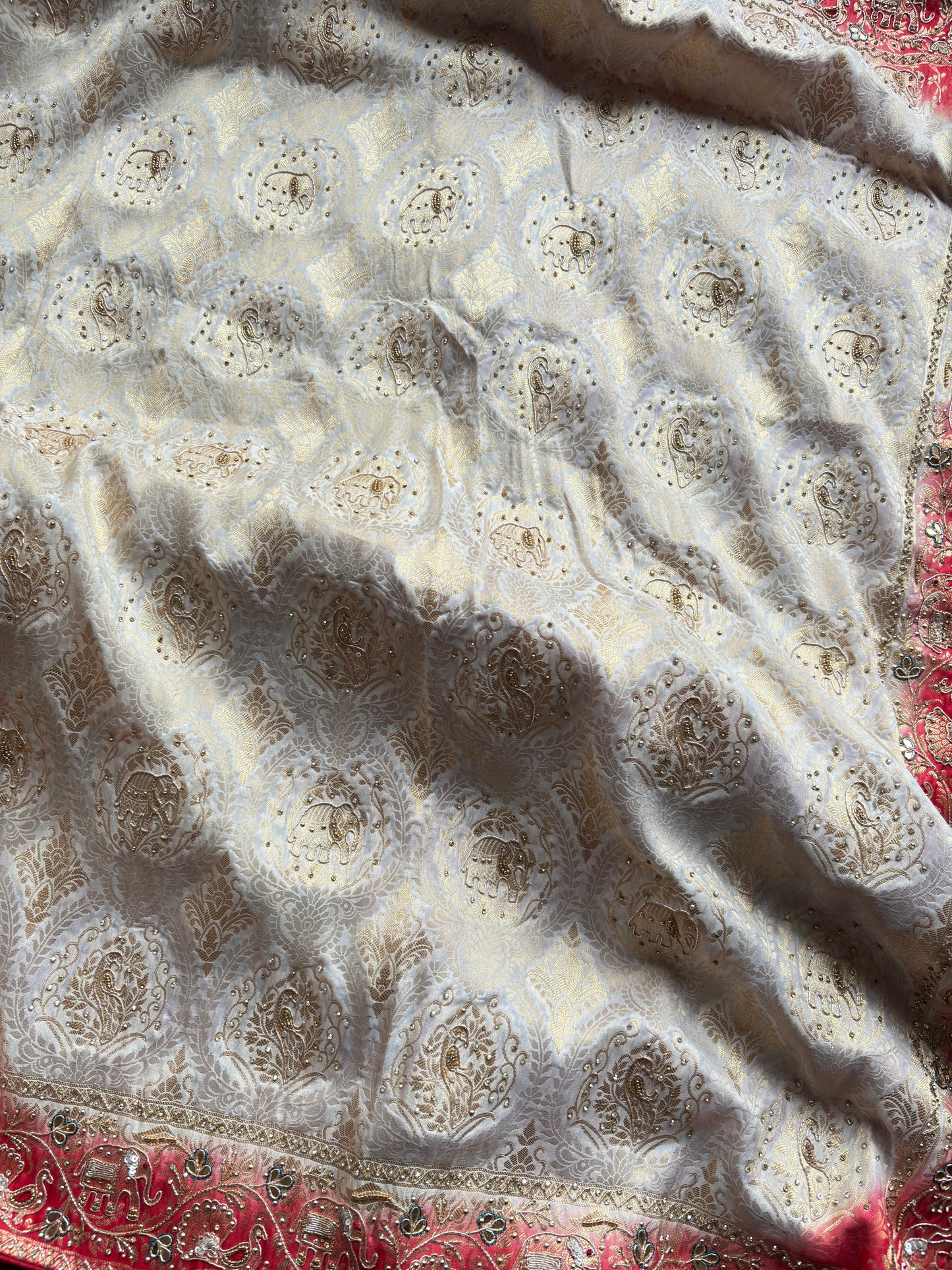 Banarasi Designer Saree with Elephant Motif and Embroidered Border