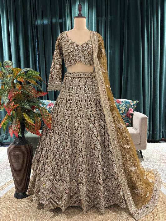 Zari Embellished Lehenga with Dupatta and Intricate Sequins Work