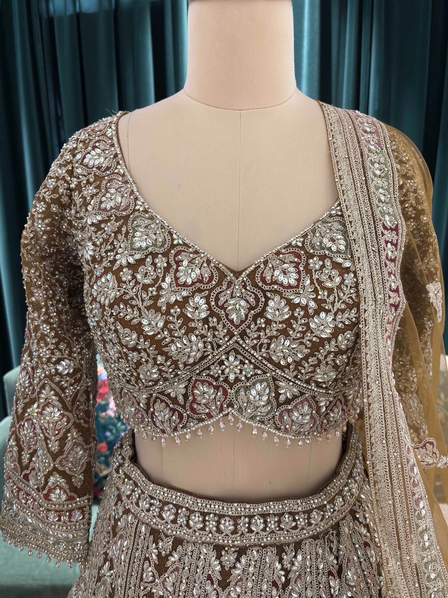 Zari Embellished Lehenga with Dupatta and Intricate Sequins Work