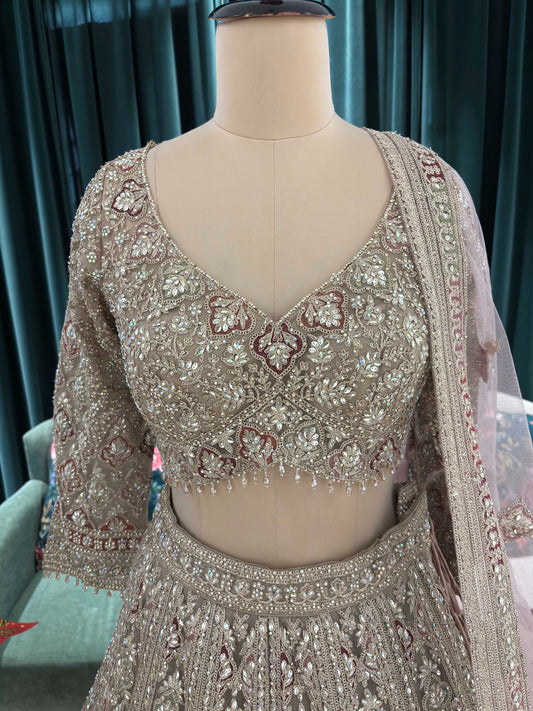 Zari Designer Lehenga with Dupatta and Intricate Sequins Work