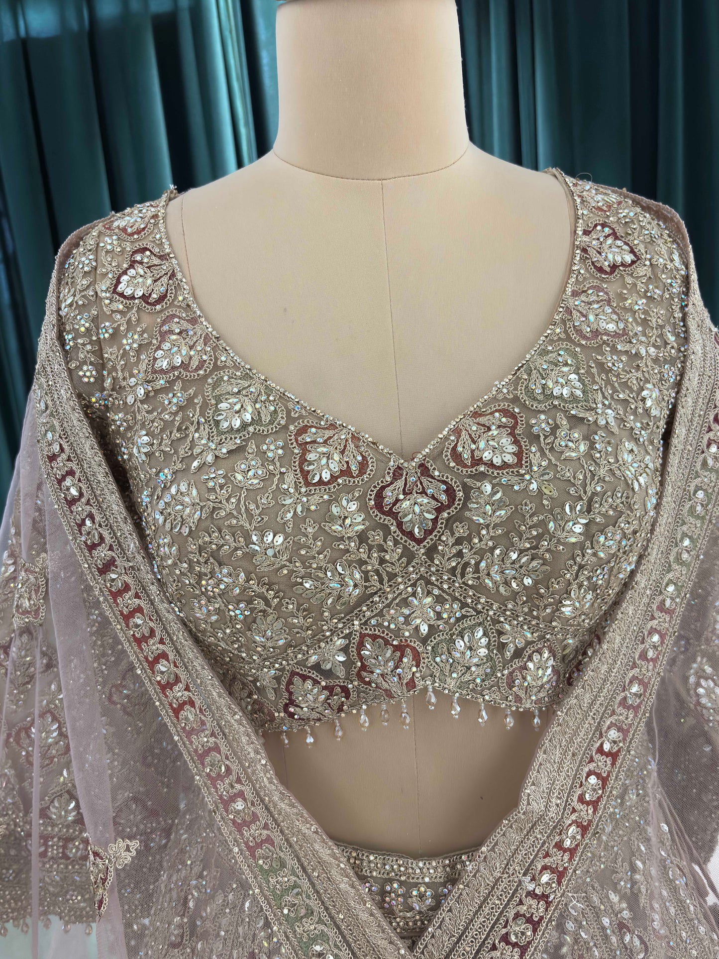 Zari Designer Lehenga with Dupatta and Intricate Sequins Work