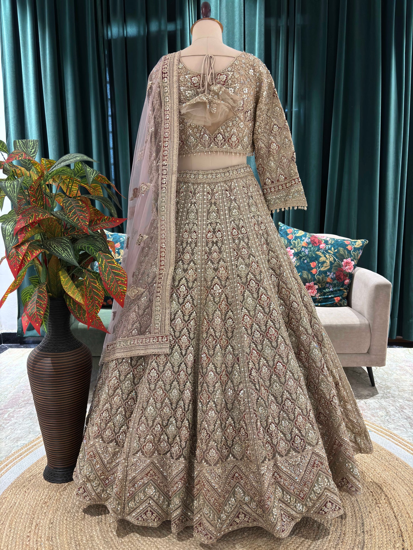 Zari Designer Lehenga with Dupatta and Intricate Sequins Work