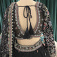 Midnight Black Embroidered Lehenga with Floral Motif Blouse