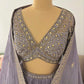 Lavender-Purple Silk Black Lehenga with Miror & Sequins Work