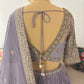 Lavender-Purple Silk Black Lehenga with Miror & Sequins Work
