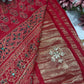 Elegant Red Bandhani Saree with Traditional Printed Border