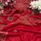 Elegant Red Bandhani Saree with Traditional Printed Border