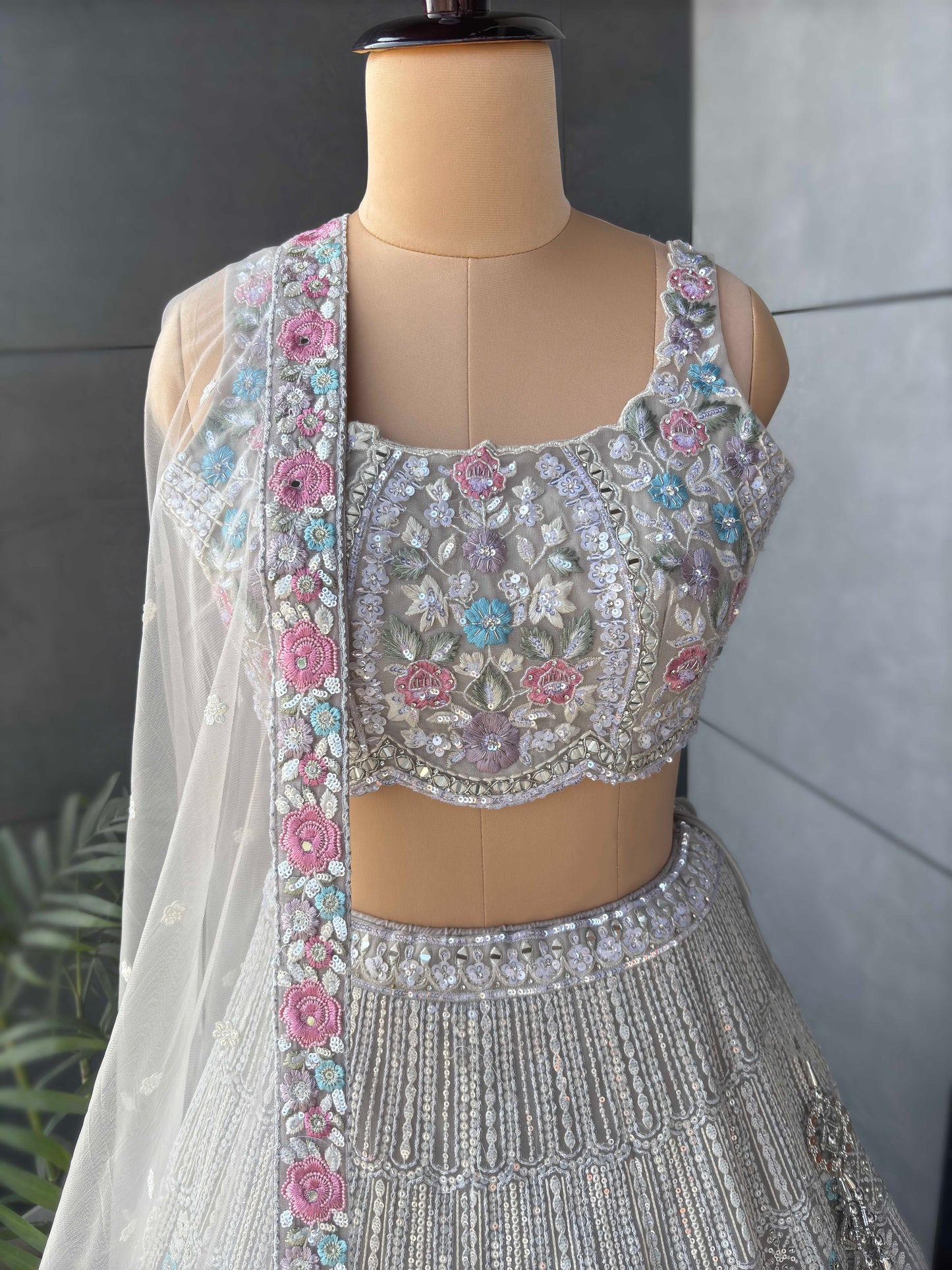 Off-White Colour Lehenga with Zari Sequins & Resham Work