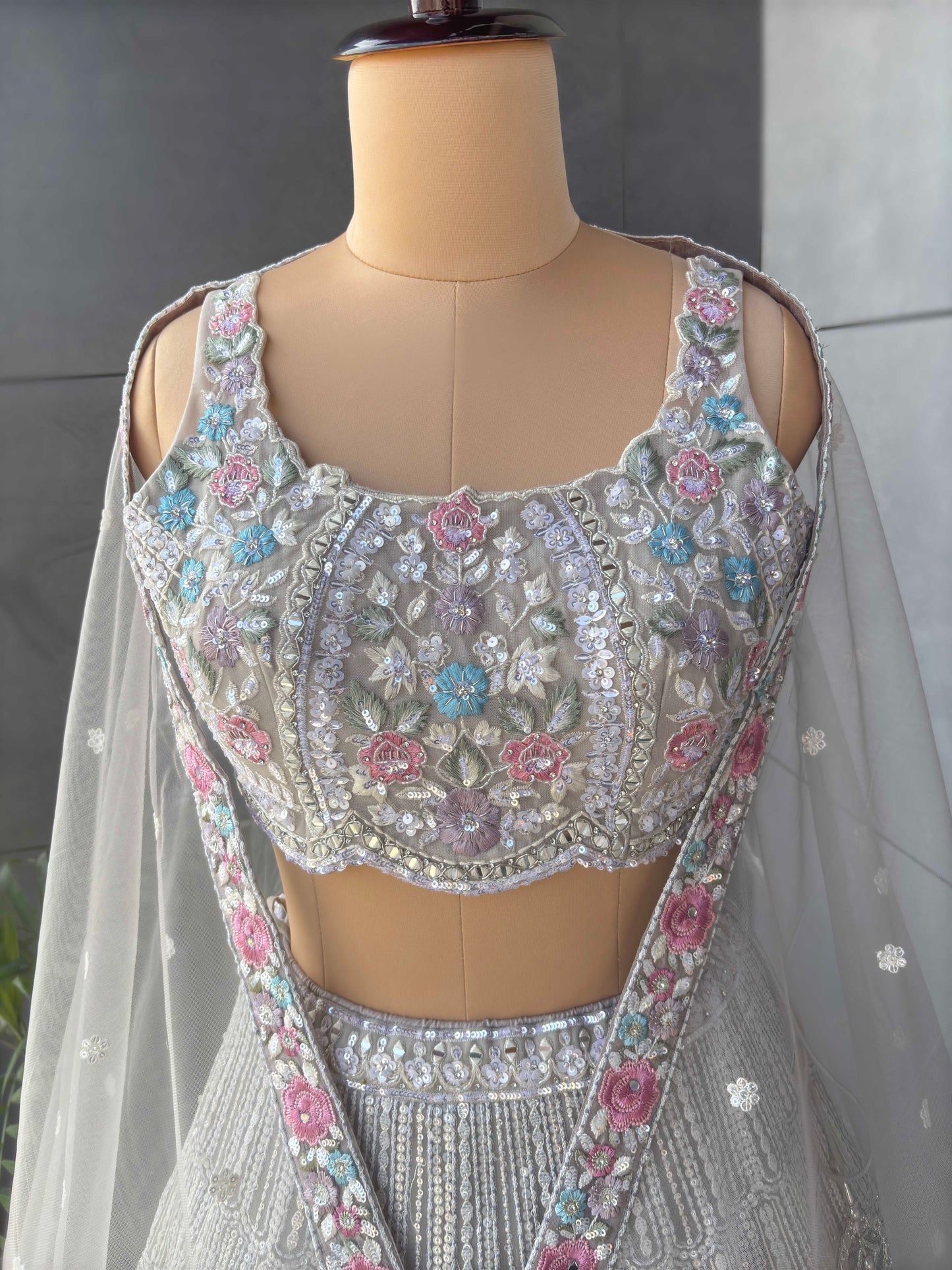 Off-White Colour Lehenga with Zari Sequins & Resham Work
