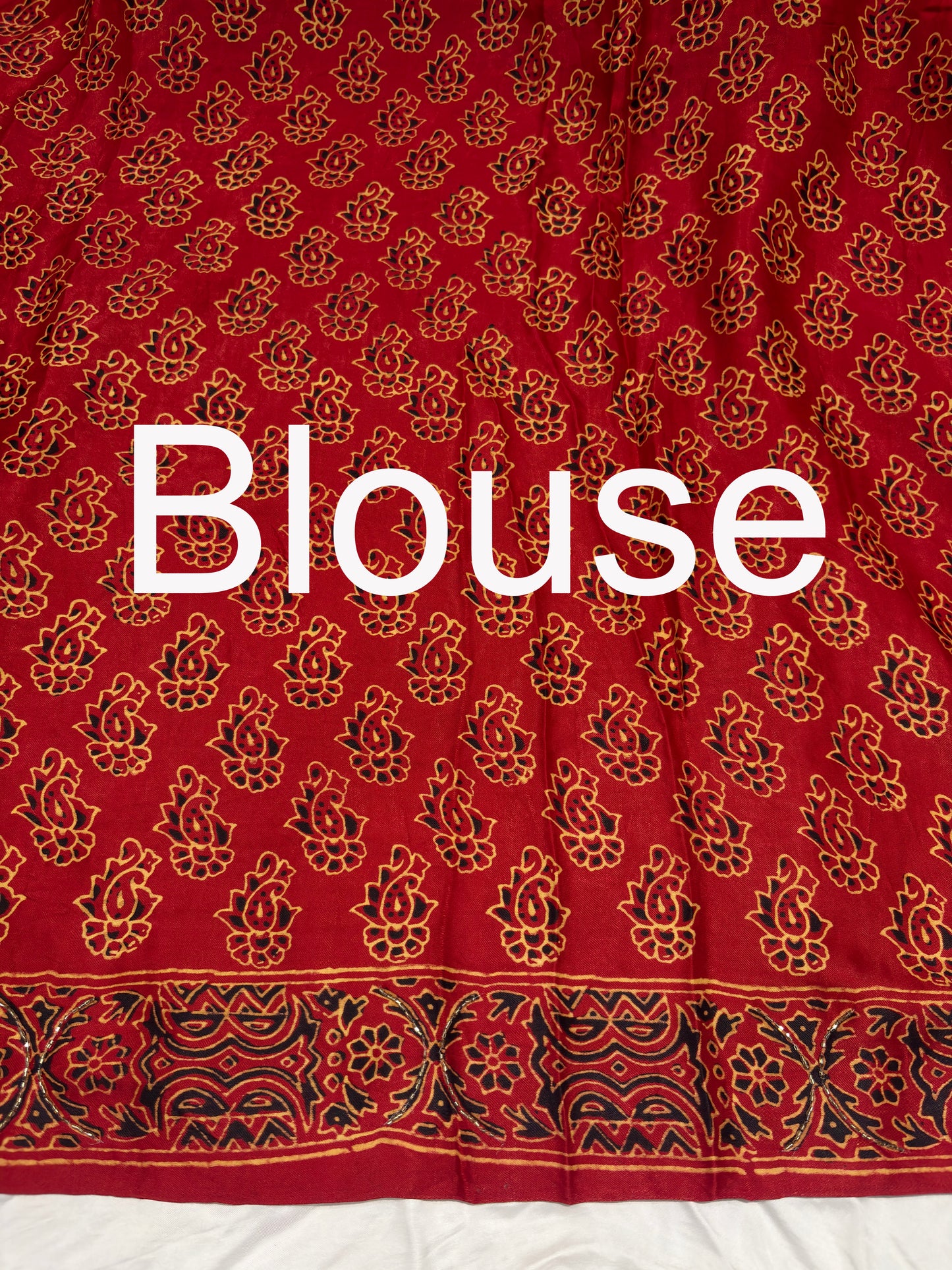 Vibrant Red Printed Saree with Traditional Floral & Ethnic Motifs