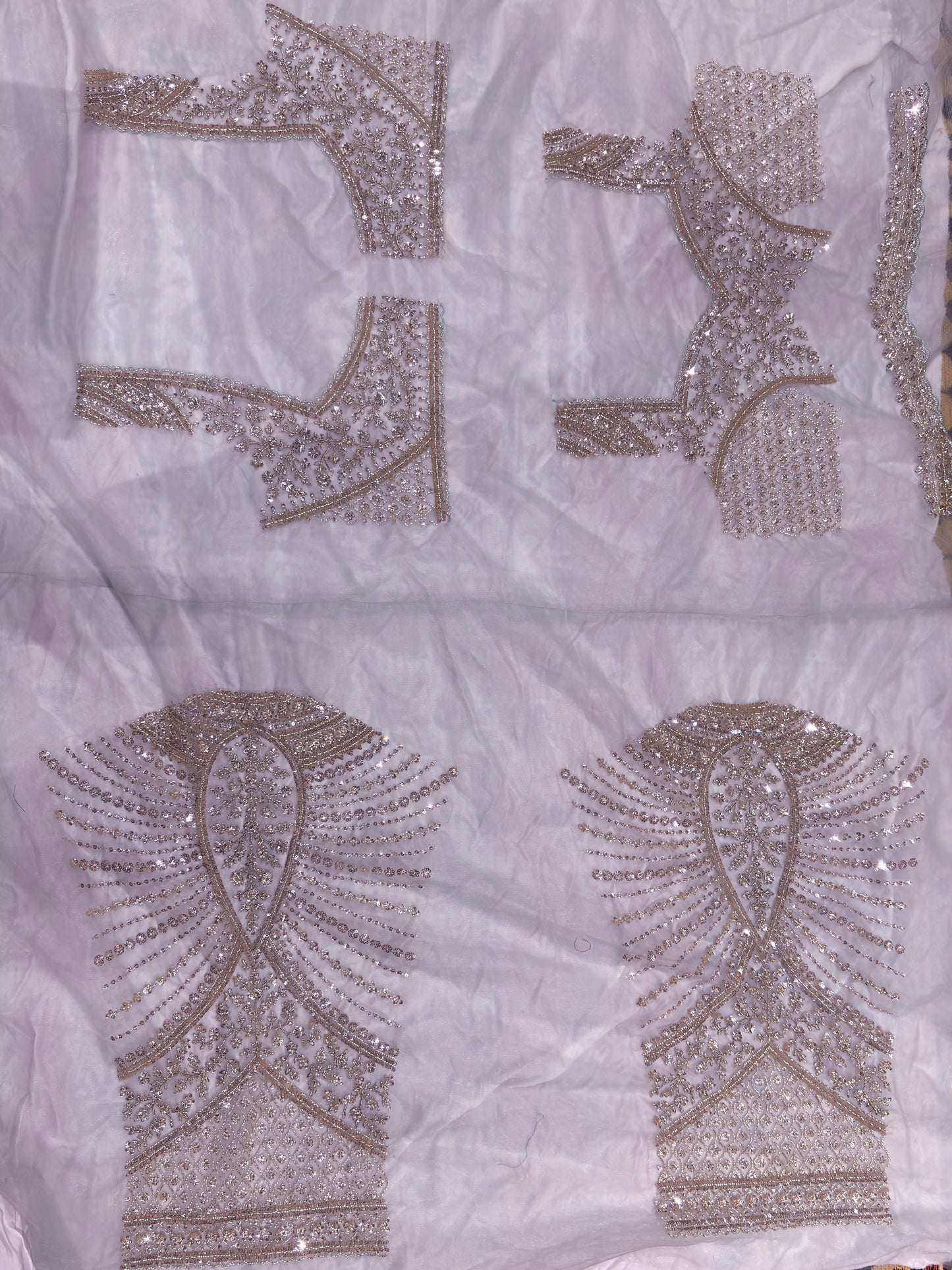 Elegant Baby Pink Net Saree with Heavy Sequin & Zari Embroidery