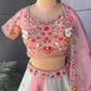 Pastel Multicolor Embroidered Lehenga with Organza Dupatta