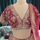 Maroon Embroidered Silk Bridal Lehenga Choli Set
