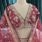 Maroon Embroidered Silk Bridal Lehenga Choli Set