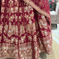 Maroon Embroidered Silk Bridal Lehenga Choli Set